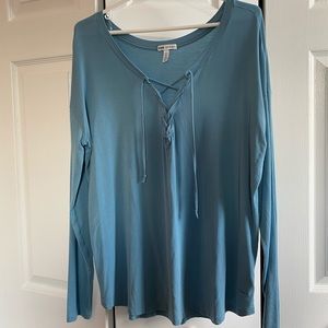 “Pink” Lace up Long Sleeve Shirt